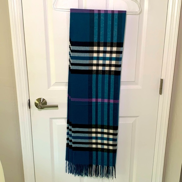 Fraas Plaid winter scarf Teal, purple, white and black - Picture 1 of 5
